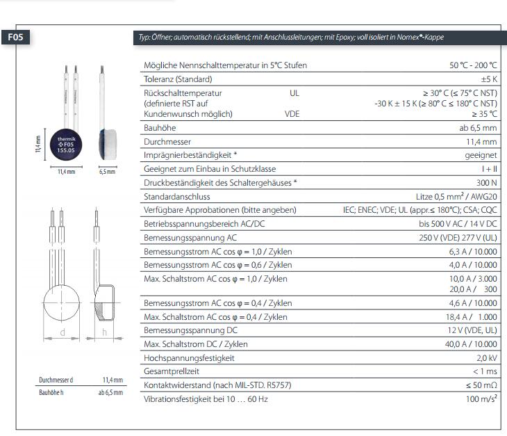 F05规格THERMIK温控器