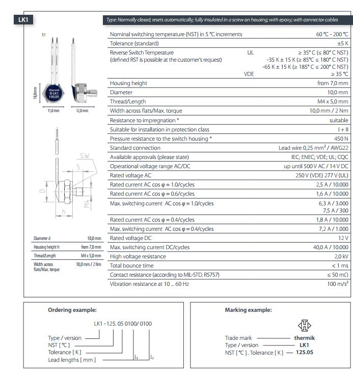 LK1规格THERMIK温控器