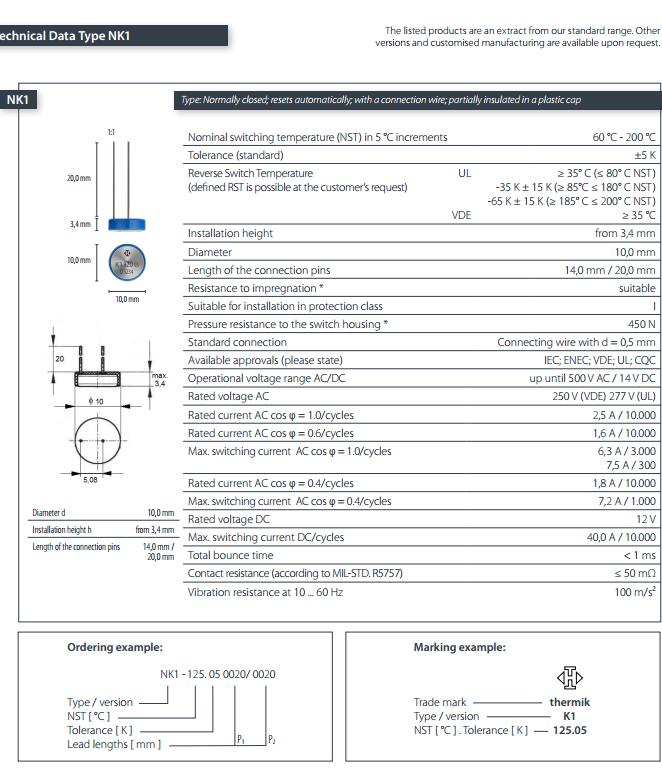 NK1规格THERMIK温控器