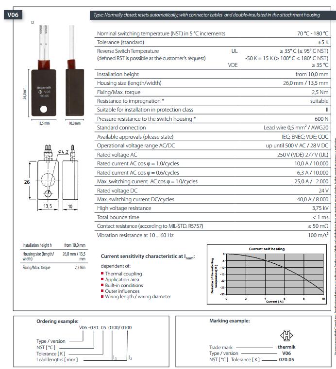 V06规格THERMIK温控器