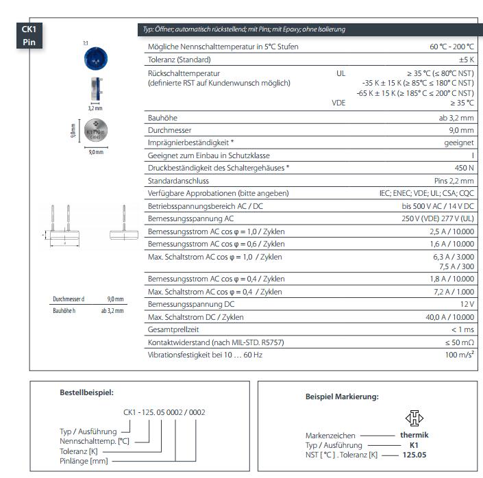 CK1 pin thermostat