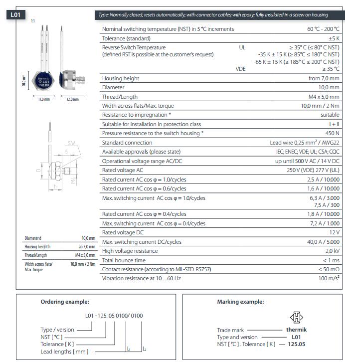 L01 thermostat